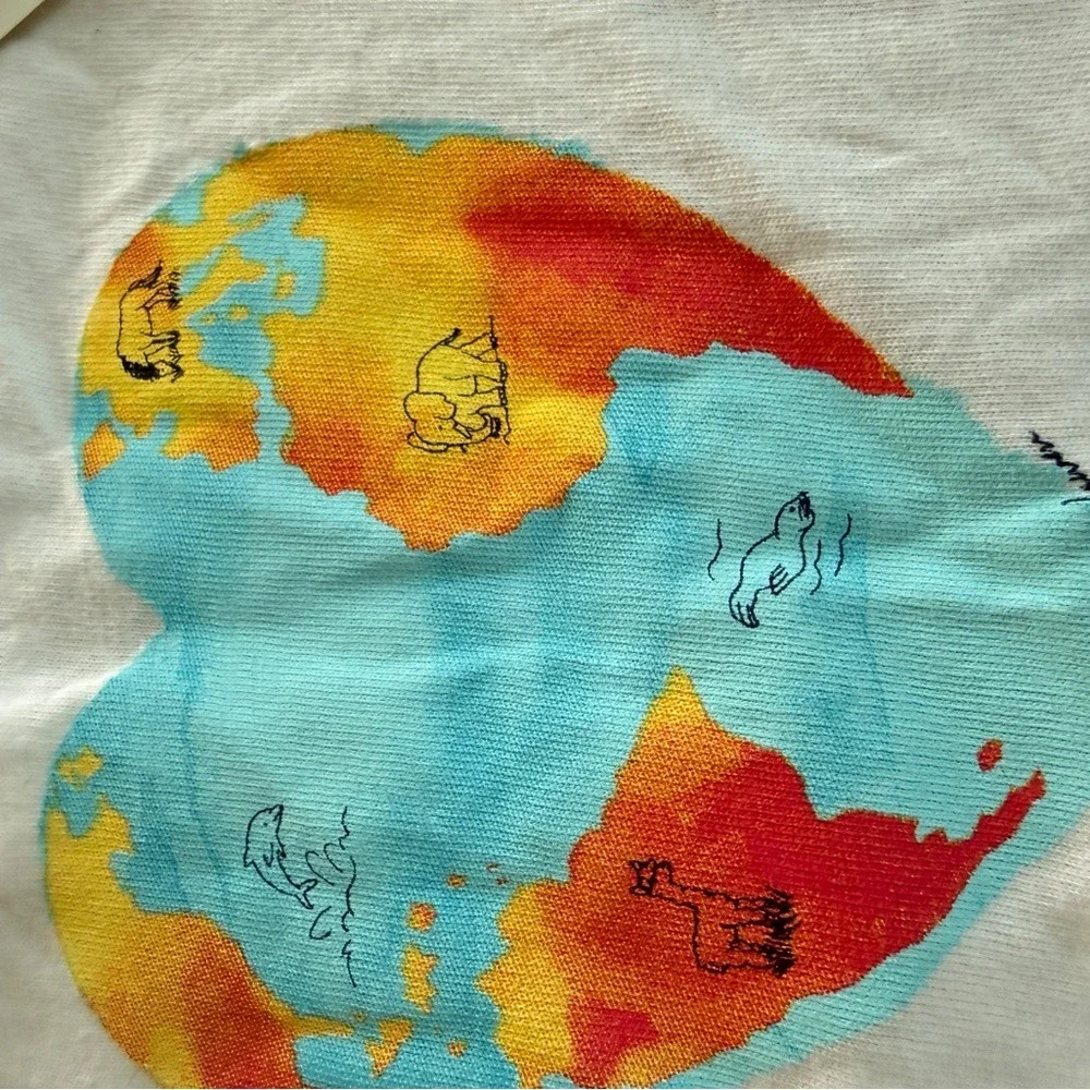 Ralph Lauren Baby Girl White‎ Heart World Map Animal Graphic T-Shirt 12M NWT